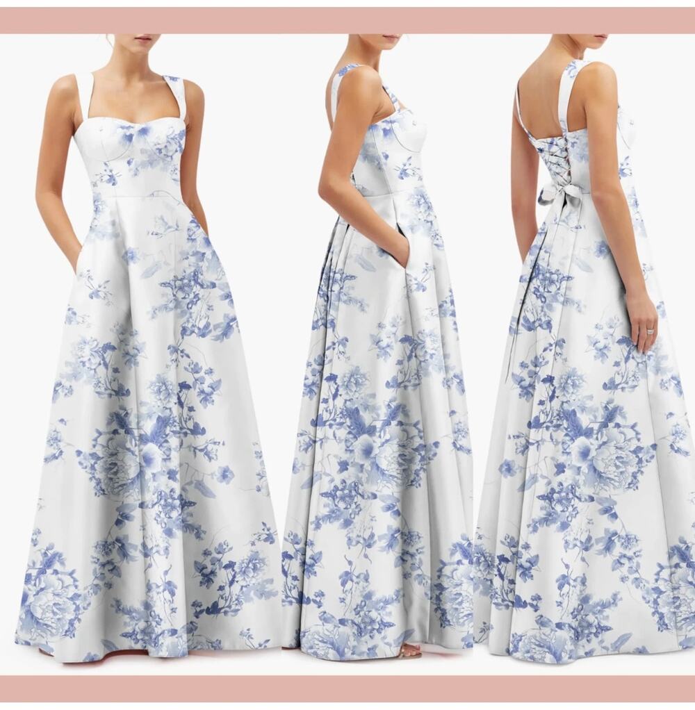 Alfred Sung Cottage Rose Larkspur Gown - Size 10 (new)